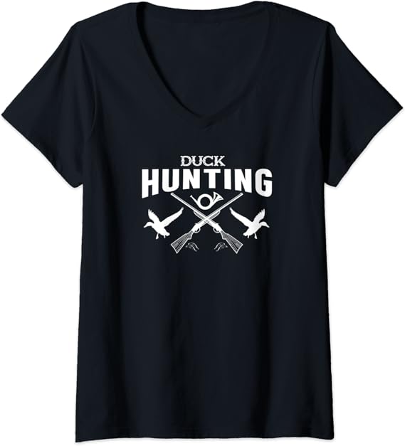 Womens Duck Hunter Funny Gift Duck Hunting VNeck TShirt Amazon.co.uk Fashion